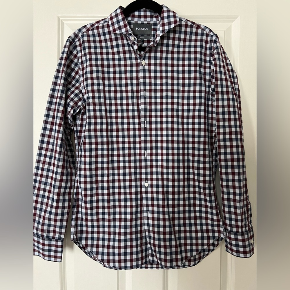 NWT Bonobos slim fit cotton oxford tattersall shirt